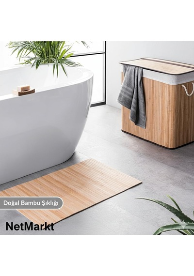 Lüks Bambu Banyo Paspası & Mutfak Matı Kaydırmaz Tabanlı, Suya Dayanıklı Çamaşır Makine Diğer