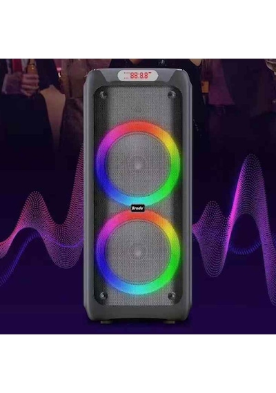 Rgb İşikli Kablosuz Mikrofonlu Fm,aux,tf,usb Girişli 2 10 İnch + Tweeter Çift Kablosuz Hoparlör