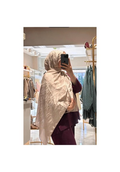 Ardün Hijab Halka Desen Pamuklu Şal Vizon Bej - 936514243 Bej