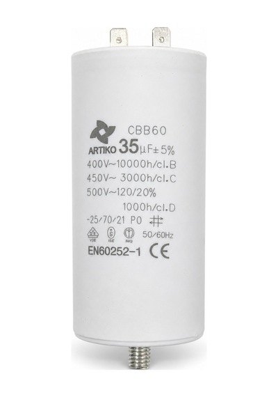 35 Μf Kapasitör 450 Vac Beyaz