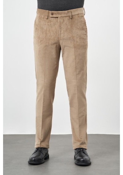 İmza Bej Fitilli Desen Kadife Pamuklu Yan Cep Comfort Fit Classic Pantolon 1003245160 Bej