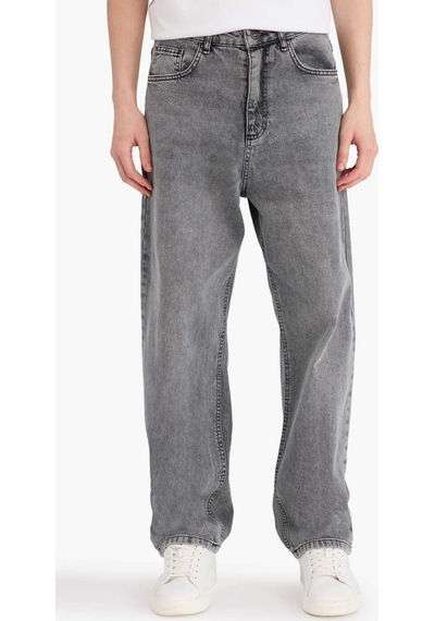 Defacto Baggy Fıt Jean Yıkamalı Pantolon B3925AX23AU Gri