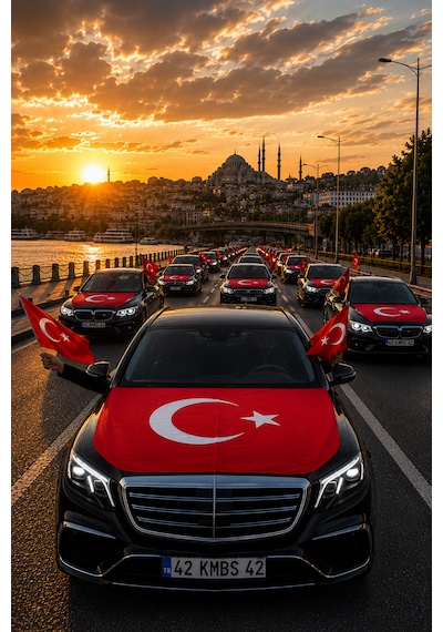 Türkiye Kaput Bayrağı 130x160 Cm - Universal Lastikli Araç Kaput Bayrağı Oto Türk Bayrağı Araç Süsü
