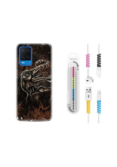 Oppo A54 Kılıf Kablo Koruyuculu Jurassic 1705