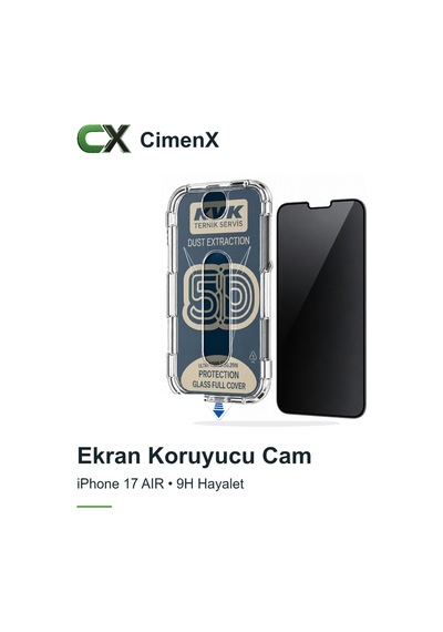 Kvk Apple iPhone Uyumlu 17 Aır - 9h Hayalet Full Cover Montaj Aparatlı Ekran Koruyucu Cam
