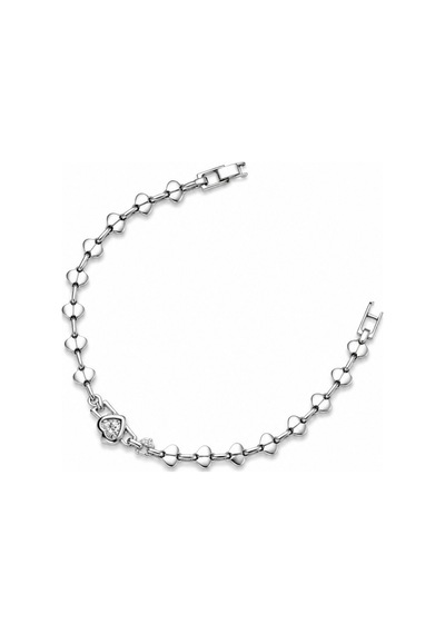Balenbi Jewelry Gümüş Renk Kalp Figürlü Zirkon Taş Detaylı Paslanmaz Çelik Kadın Bileklik 1199