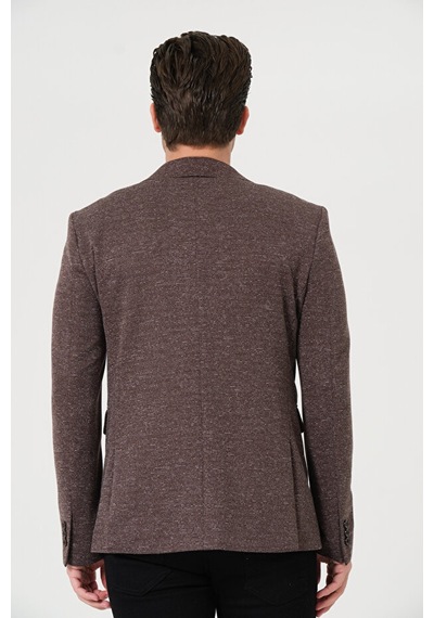 Bonesti Erkek Slim Fit Blazer Ceket Kahverengi Kırçıllı