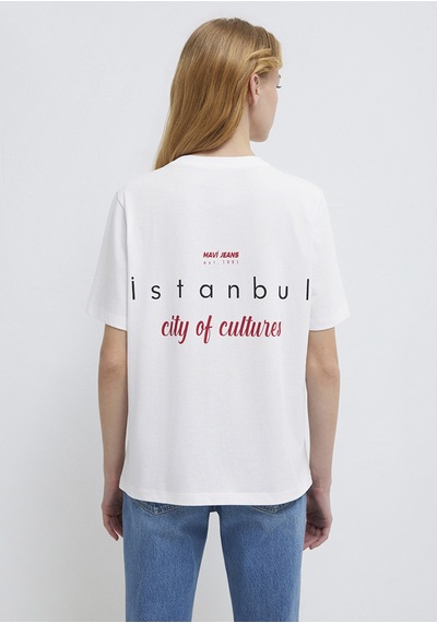 Mavi - İstanbul Baskılı Beyaz Tişört 1613737-620