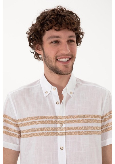 U.S. Polo Assn. U.s. Polo Assn. Erkek Kısa Kollu Regular %100 Pamuk Gömlek 2172106 Camel