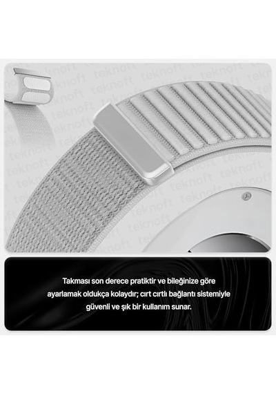Galaxy Watch 8 40mm/44mm Ve Watch 8 Classic 46mm İle Uyumlu Metal Bağlantılı, Hafif Ve Yumuşak Kumaşlı Hasır Kordon Gri