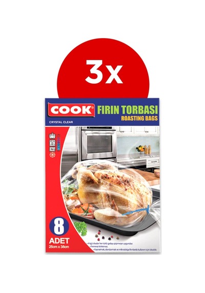Cook Fırın Torbası 8'li Standart Boy 25x38 CM 3'lü Paket