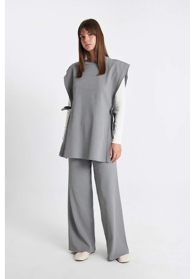 Defacto Relax Fit Triko Pantolon Beli Lastikli Basic Düz Geniş Paça Y1325AZ24AUGR422 Gri