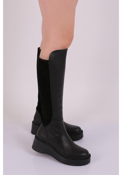 Dgn 22535-22k Kadin Kalin Taban Fermuarli Knee High Çizme 22535-2-R2119 Siyah