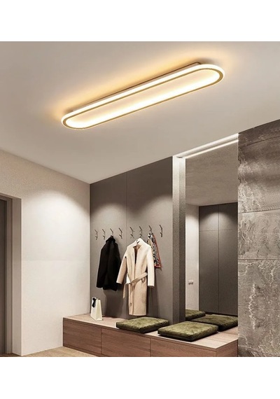 Eskitme Gold 100x16 cm Oval Avize 3000K Sarı Işık Led Tavan Lambası