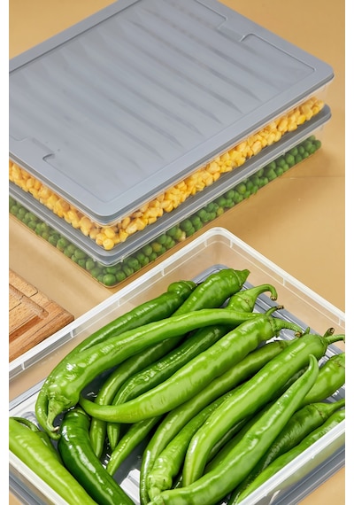 Multi Box 3 Lü Set Saklama Kabı Seti - Dondurucu & Mikrodalga Uyumlu Gri