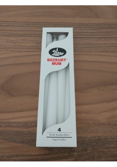 Şamdan Mum Beyaz 4'Lü Paket Bozkurt Mum
