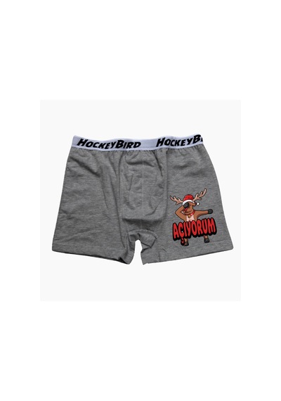 Erkek Yılbaşı Hediyesi Gri Aıyorum Boxer Gri