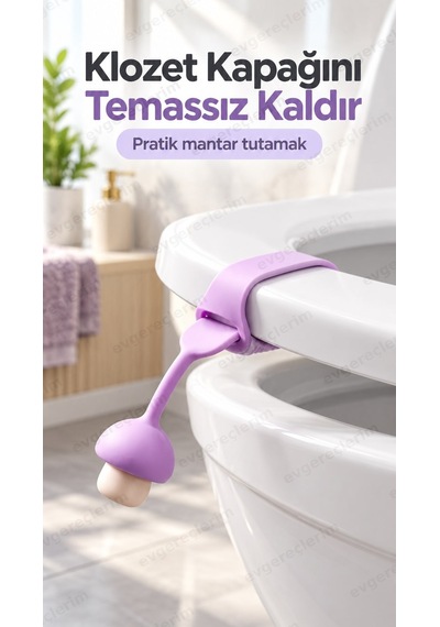 Mantar Tasarımlı Klozet Kapağı Kaldırma Aparatı Hijyenik Tutucu Karışık