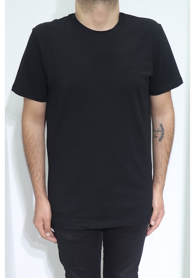 Dmctekstil Santa Erkek Düz Spor Kesim Rahat Kalıp Bisiklet Yaka Cepsiz T-shirt Siyah