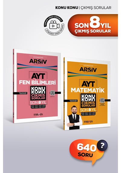 Ayt Sayısal Son 8 Yıl Konu Konu Çıkmış Sorular Matematik + Fen Bilimleri Video Çözümlü
