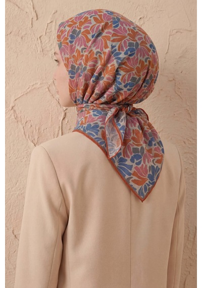 Silk Home Soft Eşarp Floral Line Gümüş 90x90 Çok Renkli