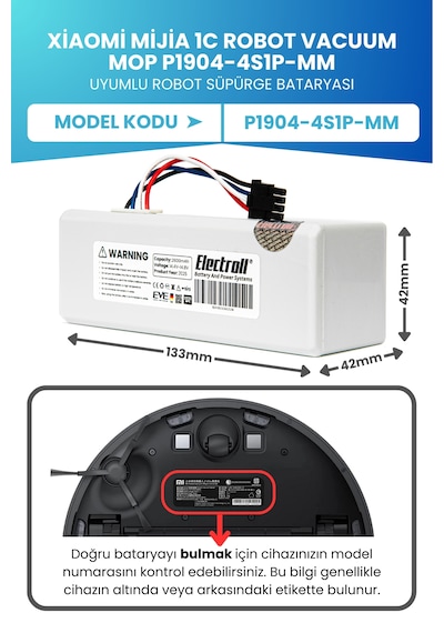 Xiaomi Mijia 1c Robot Vacuum Mop P1904-4s1p-mm Batarya 2600mah