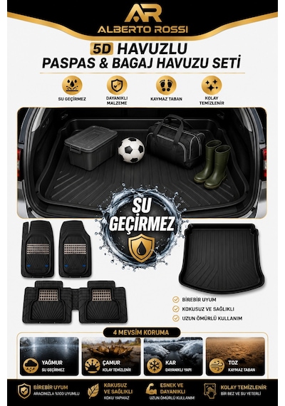 Mg Hs Turbo Hybrıd 2024+ Uyumlu Araca Özel 3d Bagaj Havuzu Ve Paspas Venüs Krom