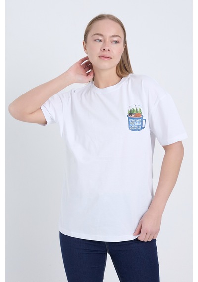 Velvoria Unisex Oversize Beyaz Sometimes Bear T-shirt