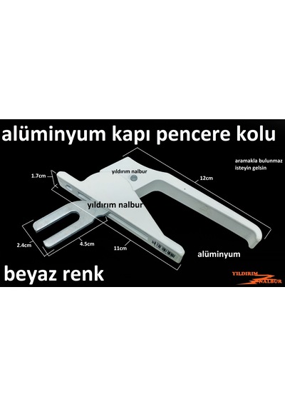 Alüminyum Pencere Kapı Kolu Kancalı Beyaz Eski Tip