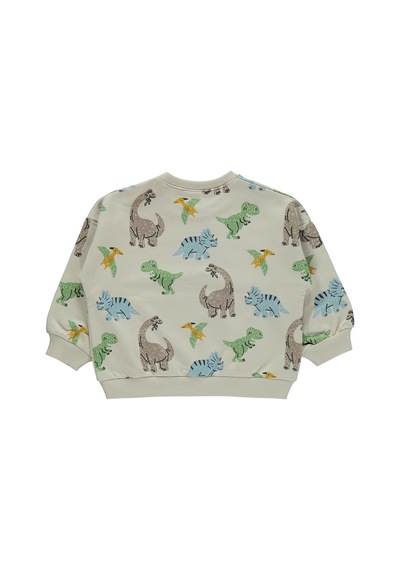 Civil Baby Dinozor Baskılı 6-18 Ay Sweatshirt - Bej Taş Rengi