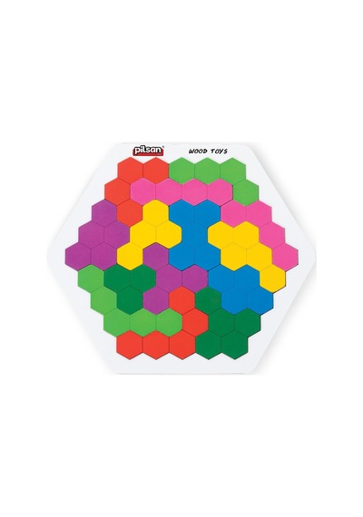 Pilsan Desen Kartlı Ahşap Petek Puzzle 15 Parça