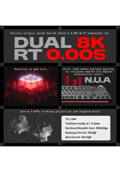 Nuphy Wh80 Tri-mode Hall Effect Manyetik Oyuncu Klavyesi