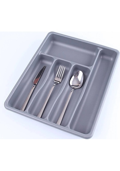 Gri - 5 Bölmeli Çekmece İçi Kaşıklık 36x29x5cm 5047 3 Adet Gümüş Toka