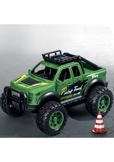 Oyuncak Araba Sürtmeli Büyük Tekerlekli 4x4 Off Road Jeep - Dayanıklı Arazi Aracı 13 Cm Yeşil Çok Renkli