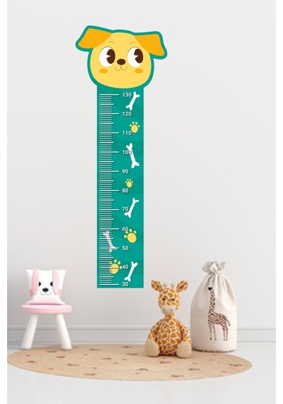 Sevimli Köpek Boy Ölçer Çocuk Odası Duvar Sticker 48x136 Cm