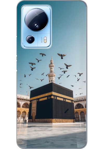 Xiaomi Mi 13 Lite Uyumlu Kabe Umre Ve Kuşlar Baskılı Silikon Kılıf Renkli