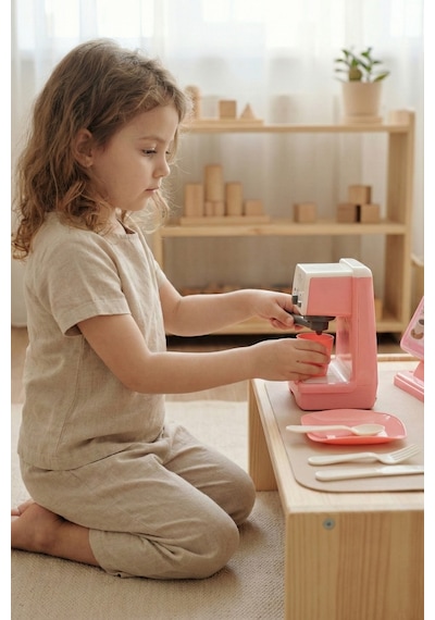 Kutulu Işıklı Ve Sesli Kahve Makinesi Pembe