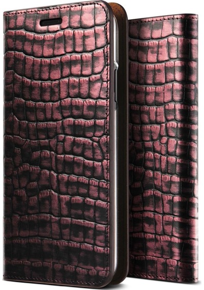 Vrs Design Apple Uyumlu iPhone X İle Genuine Croco Diary Kılıf Rose Pink