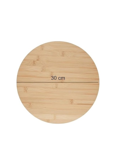 Bambu Dönerli Sunum Tahtası, 360 Derece Dönebilen Yuvarlak Pizza Ve Kahvaltı Sunum Tepsisi 30 Cm 15cm