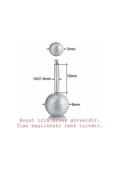 Turkuaz Yeşil Renkli Muz Göbek 8Mm Top Uçlu Çelik Piercing P455H Yeşil