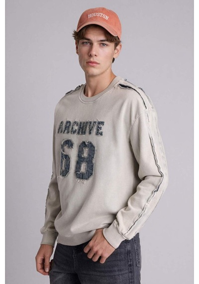 Defacto Boxy Fıt Bisiklet Yaka Sweatshirt H6268ax26spgr368 Gri-gr368