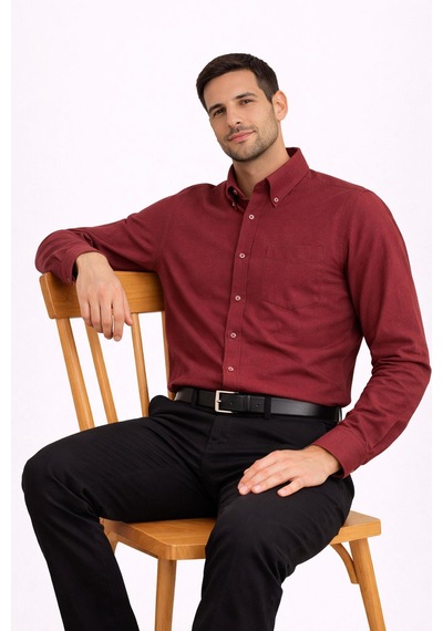 Dormen Uzun Kol Klasik Erkek Regular Fit Gömlek 7607 Bordo