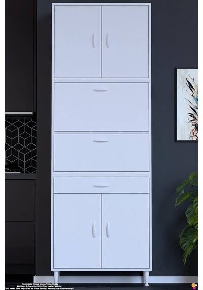 Alp 80 Cm Çekmeceli Erzak Dolabı - Çok Amaçlı Banyo Kiler Mutfak Antre Depolama Dolabı 80x226x32 Cm Beyaz Alp 80 Cm Çekmeceli Erzak Dolabı - Çok Amaçlı Banyo Kiler Mutfak Antre Depolama Dolabı 80x226x32 Cm Beyaz