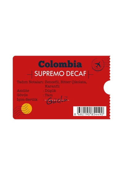 Moliendo Colombia Supremo Decaf Kafeinsiz Çekirdek Yöresel Kahve 1 KG