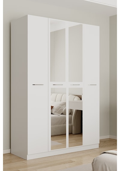 Aeka Ae-3191 Burç Aynalı 4 Kapaklı Çok Bölmeli Askılı Raflı Ve Çekmeceli 210x140x53cm Gardırop Beyaz Aeka Ae-3191 Burç Aynalı 4 Kapaklı Çok Bölmeli Askılı Raflı Ve Çekmeceli 210x140x53cm Gardırop Beyaz