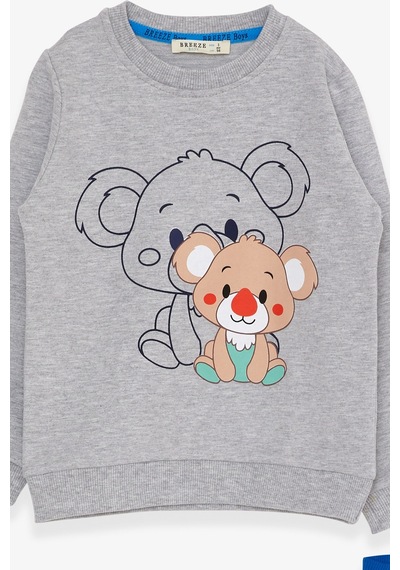Breeze Erkek Çocuk Eşofman Takımı Koala Baskılı 1-4 Yaş, Açık Gri Melanj