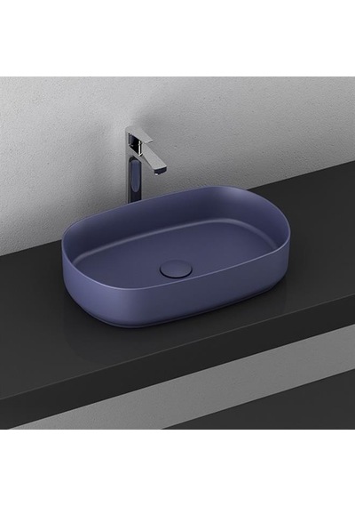 Isvea Infinity Tezgah Üstü Lavabo 55 CM Isvea Mavisi E x tra Dekorsuz Deliks 10Nf65055