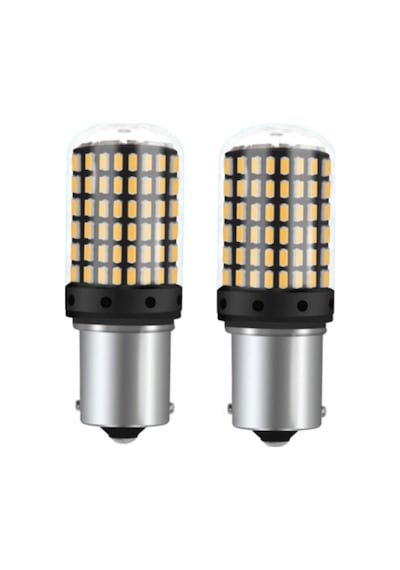 93 Tek Duy Led P21w 1156 Ba15s 144 Ledli Ultra Güçlü Turuncu Işık (2 Adet)