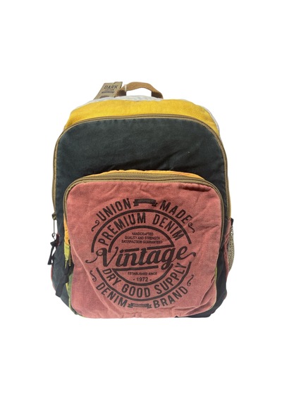Dark Cotton Kaliteli Vintage Salaş Yıkama Kumaş Disayn Günlük Gezi Okul Sırt Çantası 30cmx40cm Pembe - Siyah