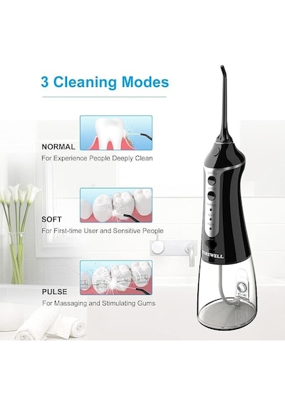 Turewell Şarjlı Taşınabilir Ağız Duşu - 3 Modlu Ve 5 Değiştirilebilir Başlıklı Diş Temizleme Cihazı
